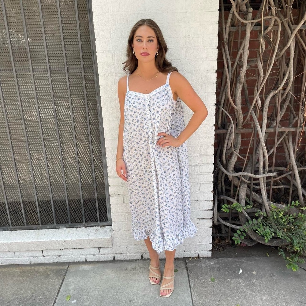 Vintage High Sierra white floral midi dress size M